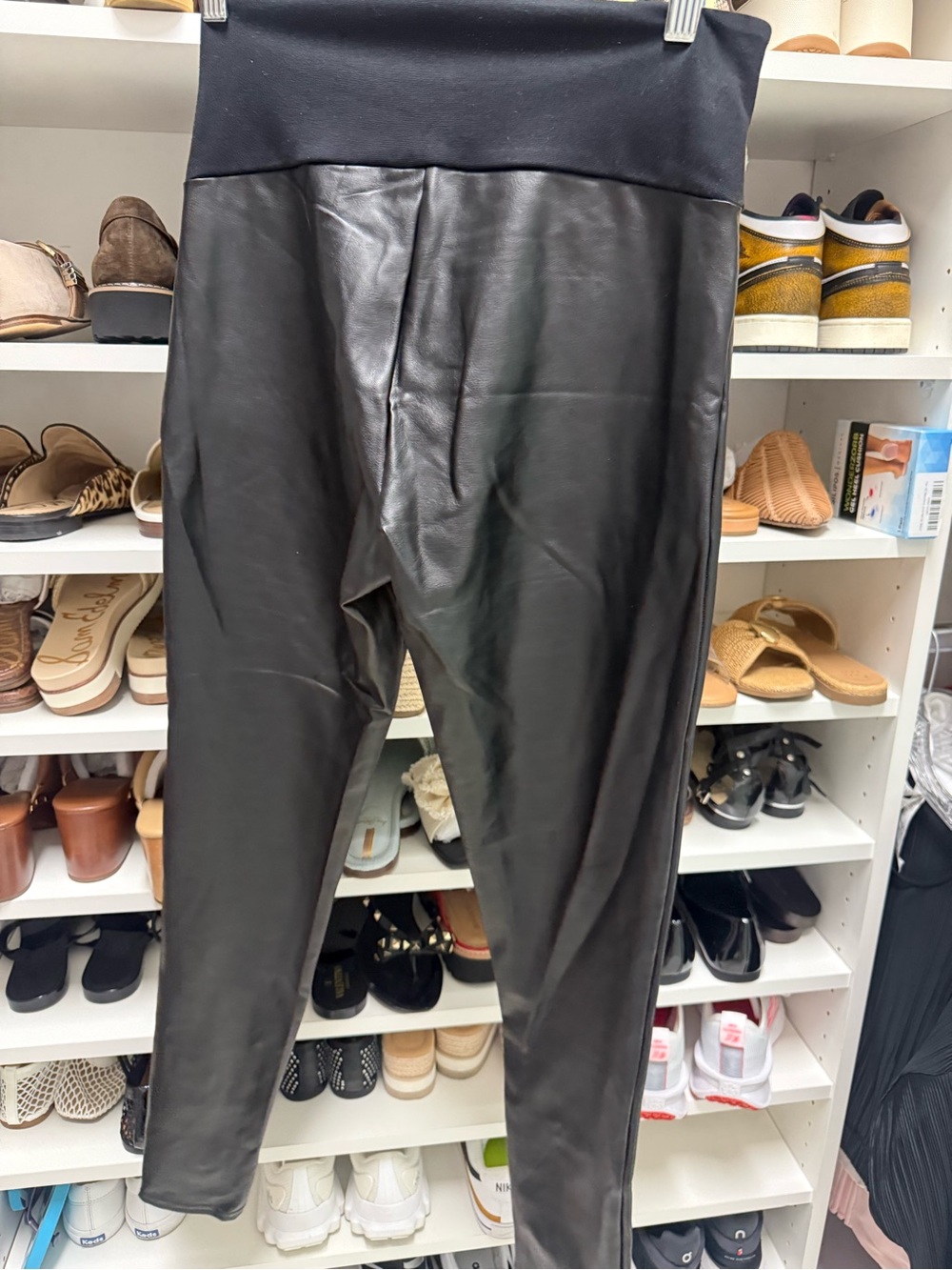 Assets By Spanx Black Faux Leather-Look Leggings